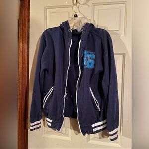 MV Sport Navy Varsity Jacket with White Accents